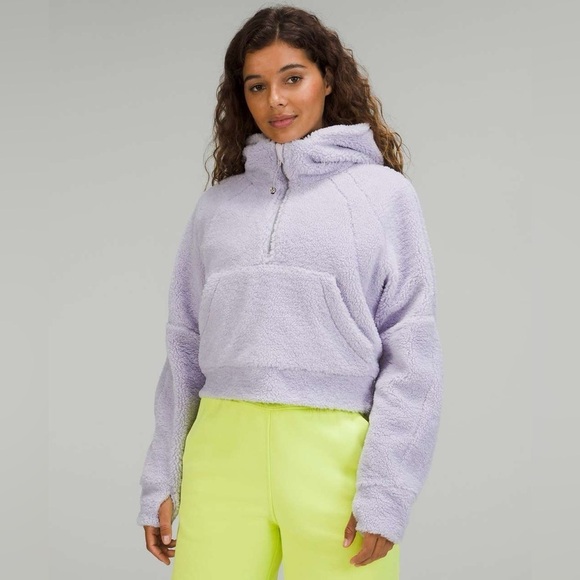 Lululemon Scuba Oversized Half-Zip Fleece Hoodie in Faint Lavender - size M/L - Picture 3 of 10